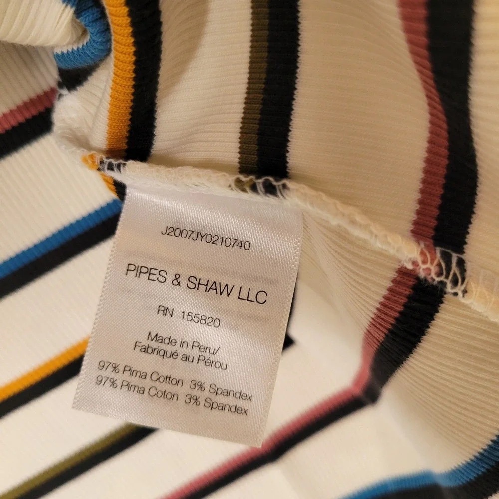 Veronica Beard Jean MultiColor Striped Ruffle Sleeve Ribbed Top Preppy Coastal S - Picture 8 of 15